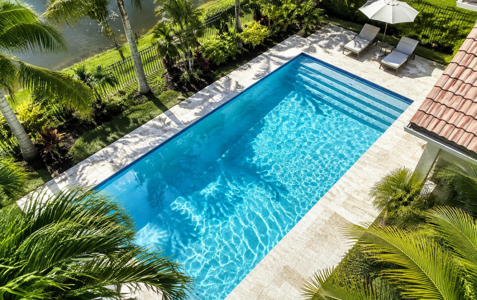Clean blue swimming pool